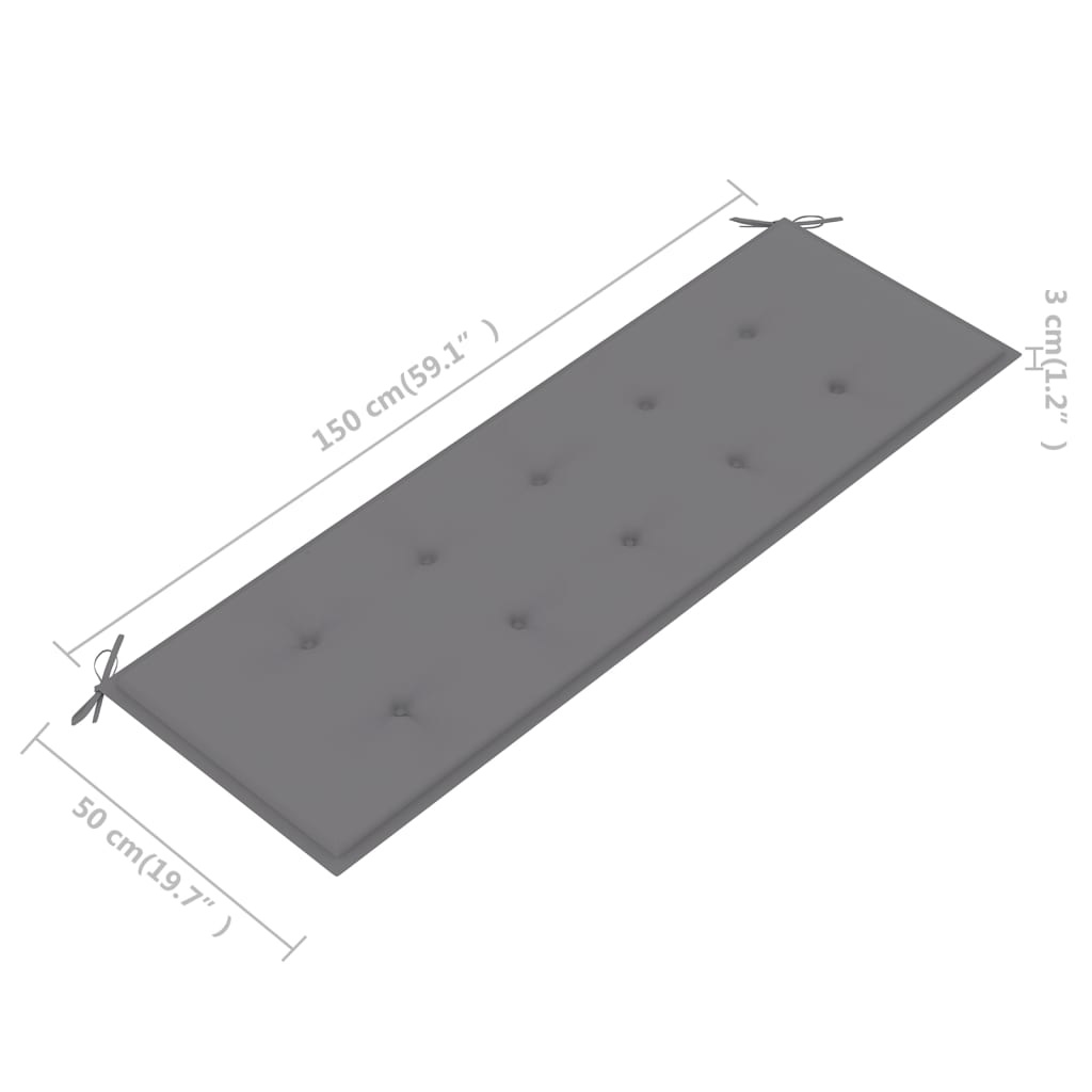 vidaXL Tuinbank kussen grijs 150x50x3 cm