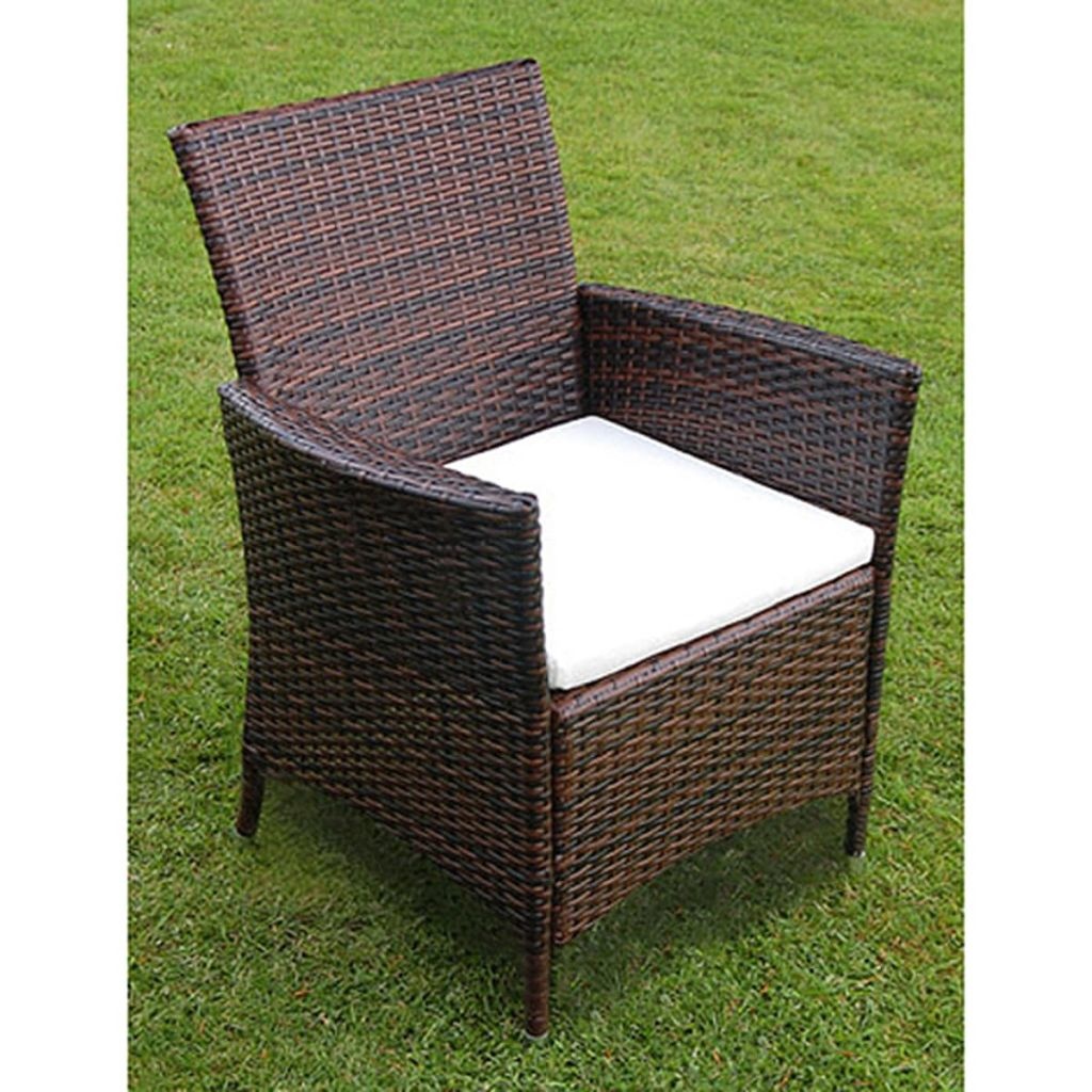 VidaXL 7-delige Tuinset met kussens poly rattan bruin