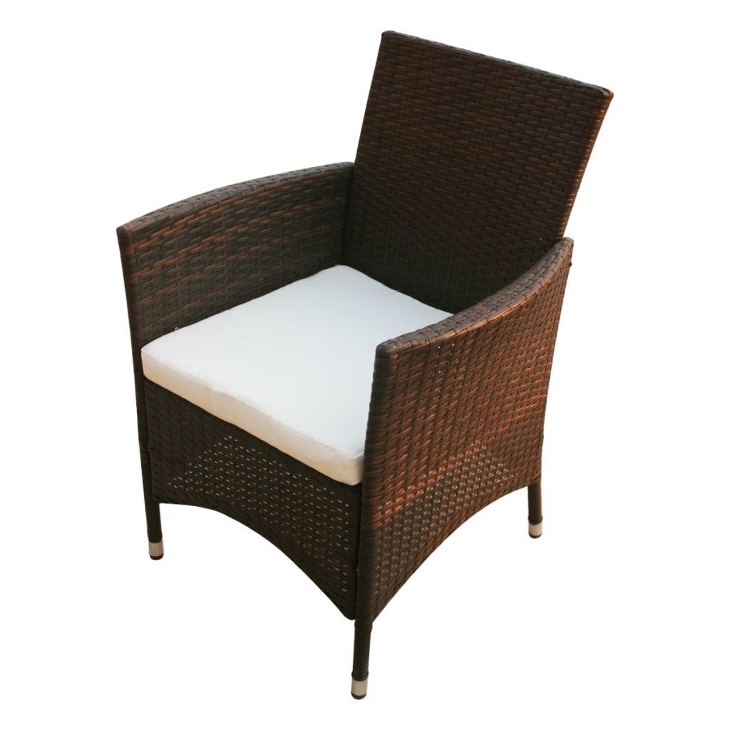 VidaXL 7-delige Tuinset met kussens poly rattan bruin