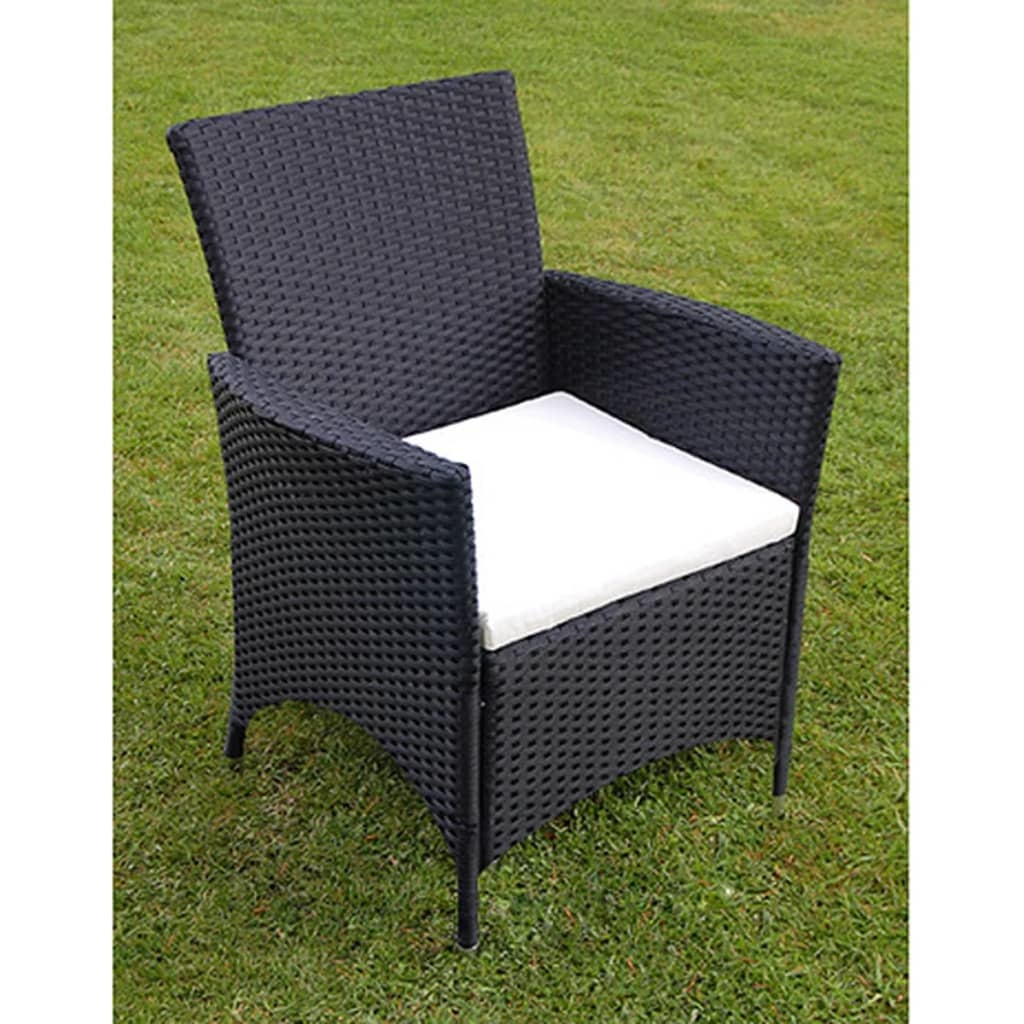 vidaXL 9-delige Tuinset met kussens poly rattan zwart