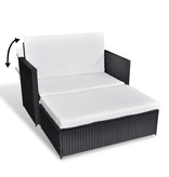 vidaXL 2-delige Loungeset met kussens poly rattan zwart