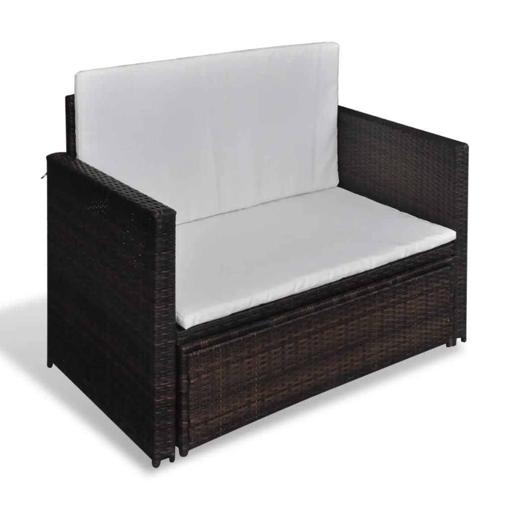 vidaXL Tuinbank poly rattan bruin