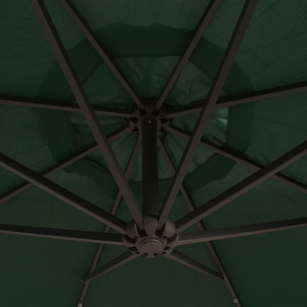 VidaXL Zweefparasol met LED-verlichting en metalen paal 300 cm groen