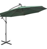 VidaXL Zweefparasol met LED-verlichting en metalen paal 300 cm groen