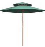 vidaXL Dubbeldekker parasol 270x270 cm houten paal groen