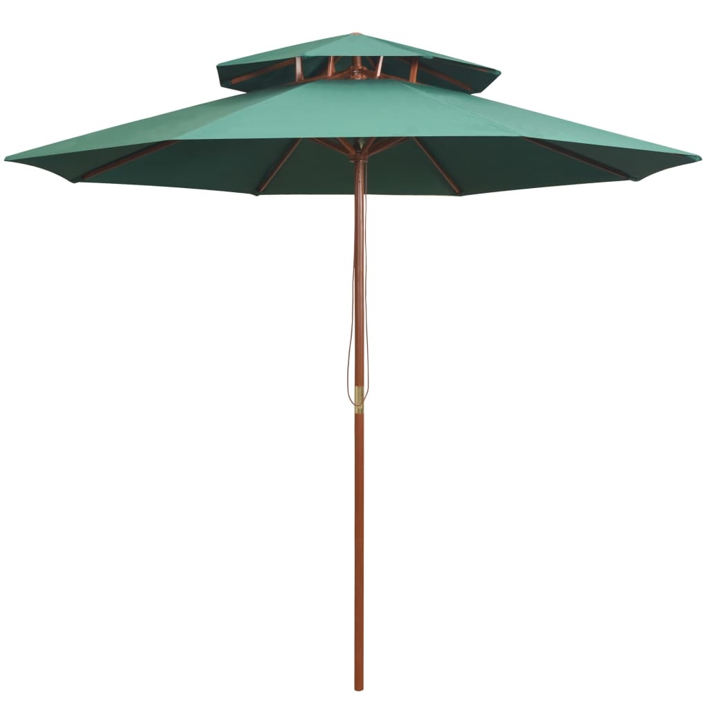 vidaXL Dubbeldekker parasol 270x270 cm houten paal groen