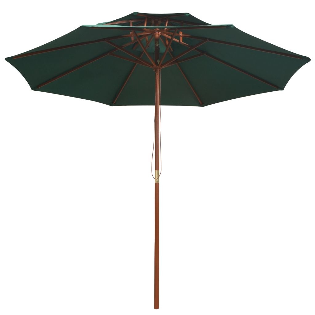 vidaXL Dubbeldekker parasol 270x270 cm houten paal groen