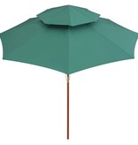 vidaXL Dubbeldekker parasol 270x270 cm houten paal groen