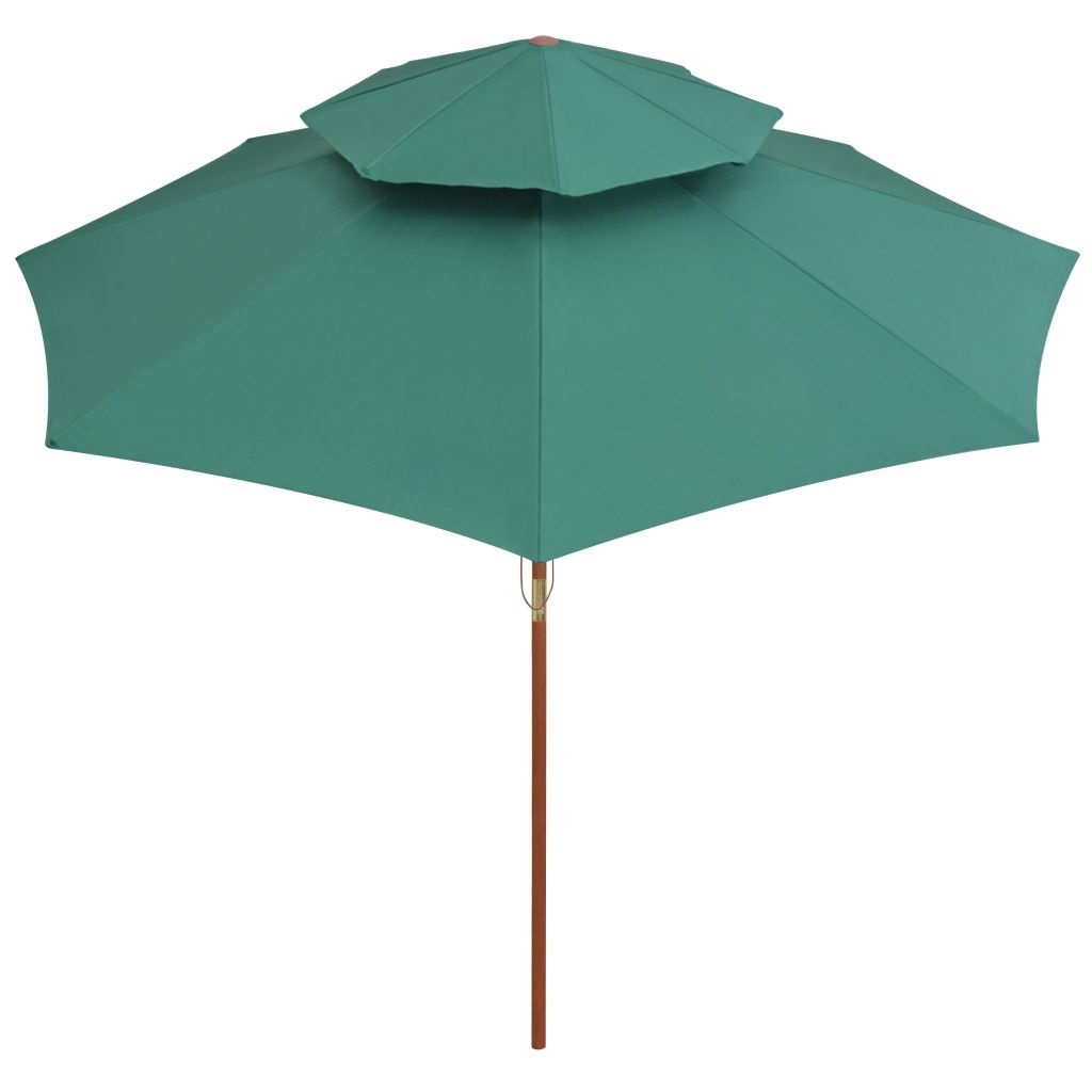 vidaXL Dubbeldekker parasol 270x270 cm houten paal groen