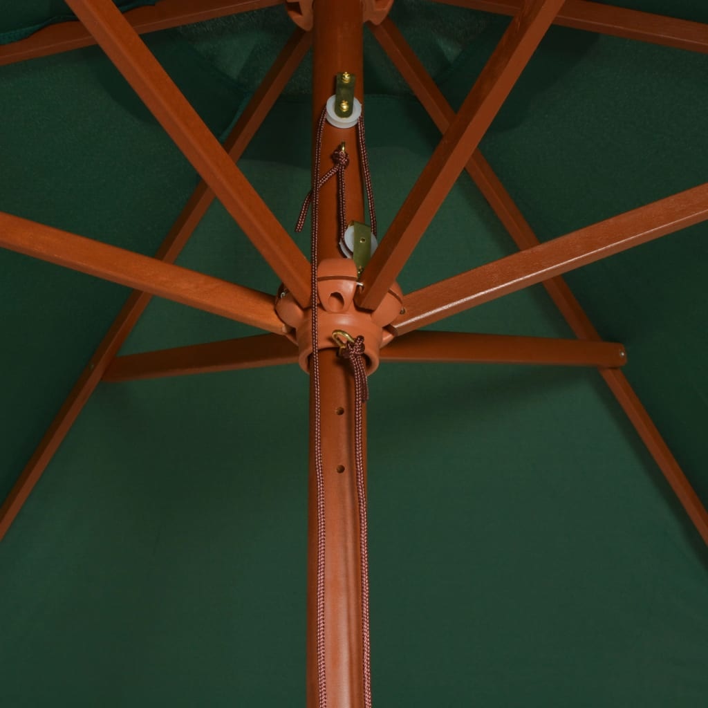 vidaXL Parasol met houten paal 200x300 cm groen