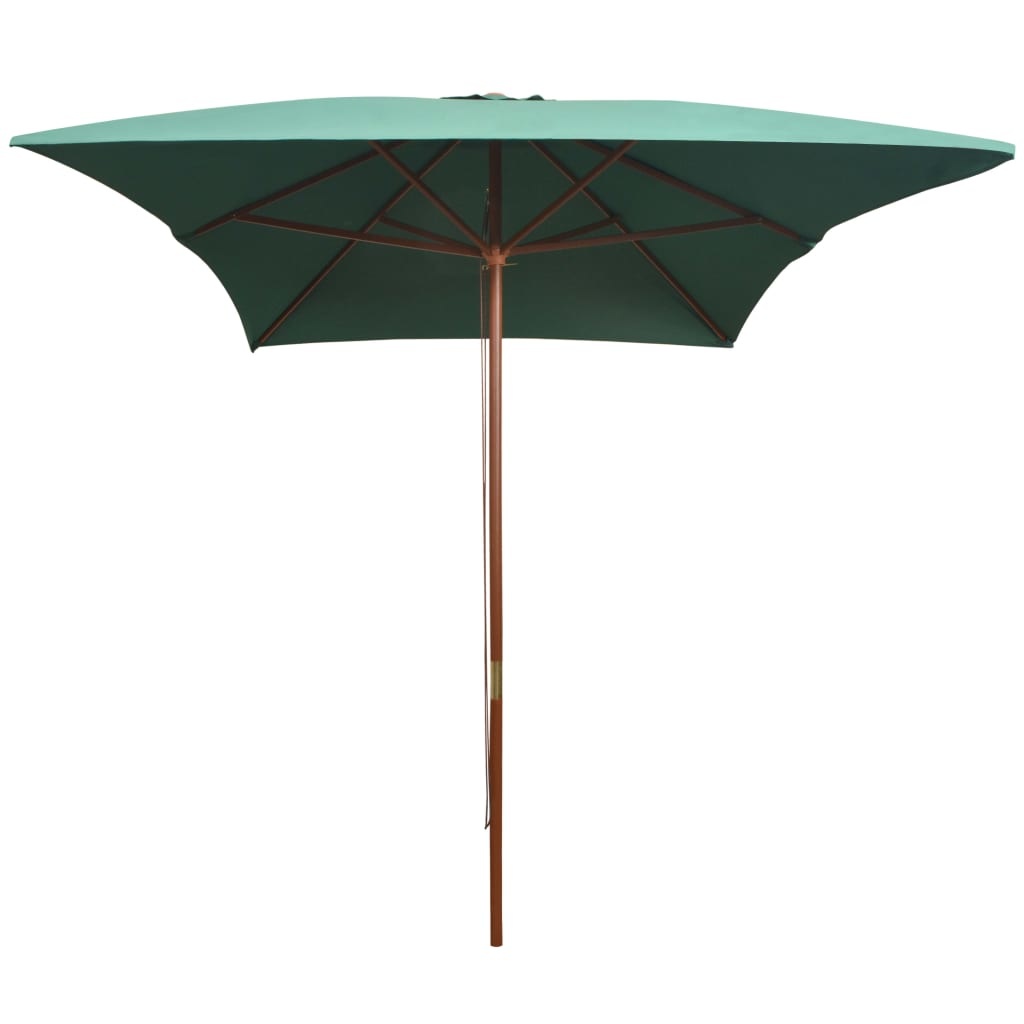 vidaXL Parasol met houten paal 200x300 cm groen