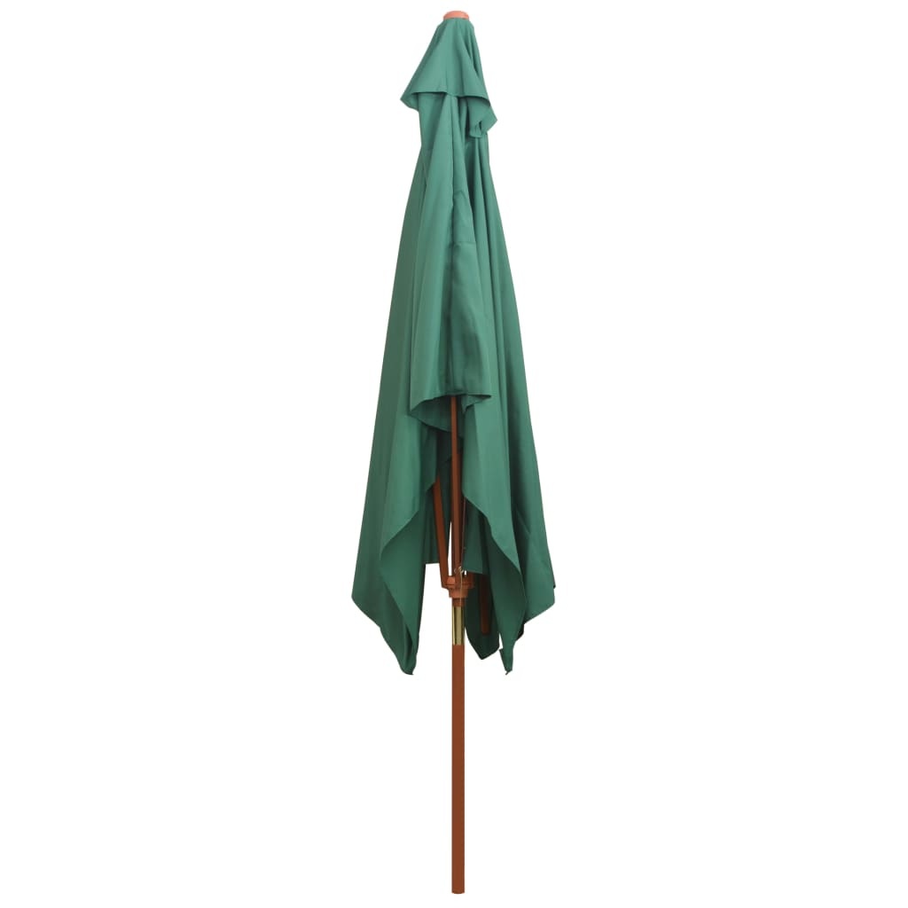 vidaXL Parasol met houten paal 200x300 cm groen