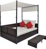 vidaXL Tuinbed met luifel 190x130 cm poly rattan bruin