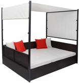 vidaXL Tuinbed met luifel 190x130 cm poly rattan bruin