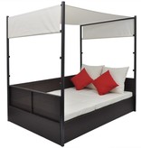 vidaXL Tuinbed met luifel 190x130 cm poly rattan bruin