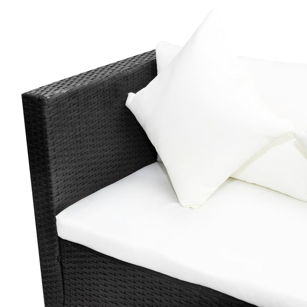 VidaXL 4-delige Loungeset met kussens poly rattan zwart