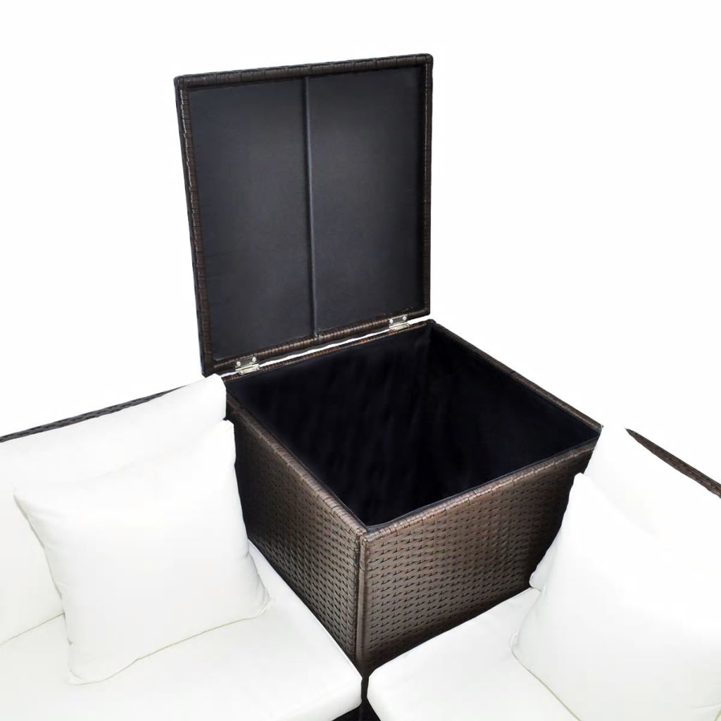 VidaXL 4-delige Loungeset met kussens poly rattan bruin