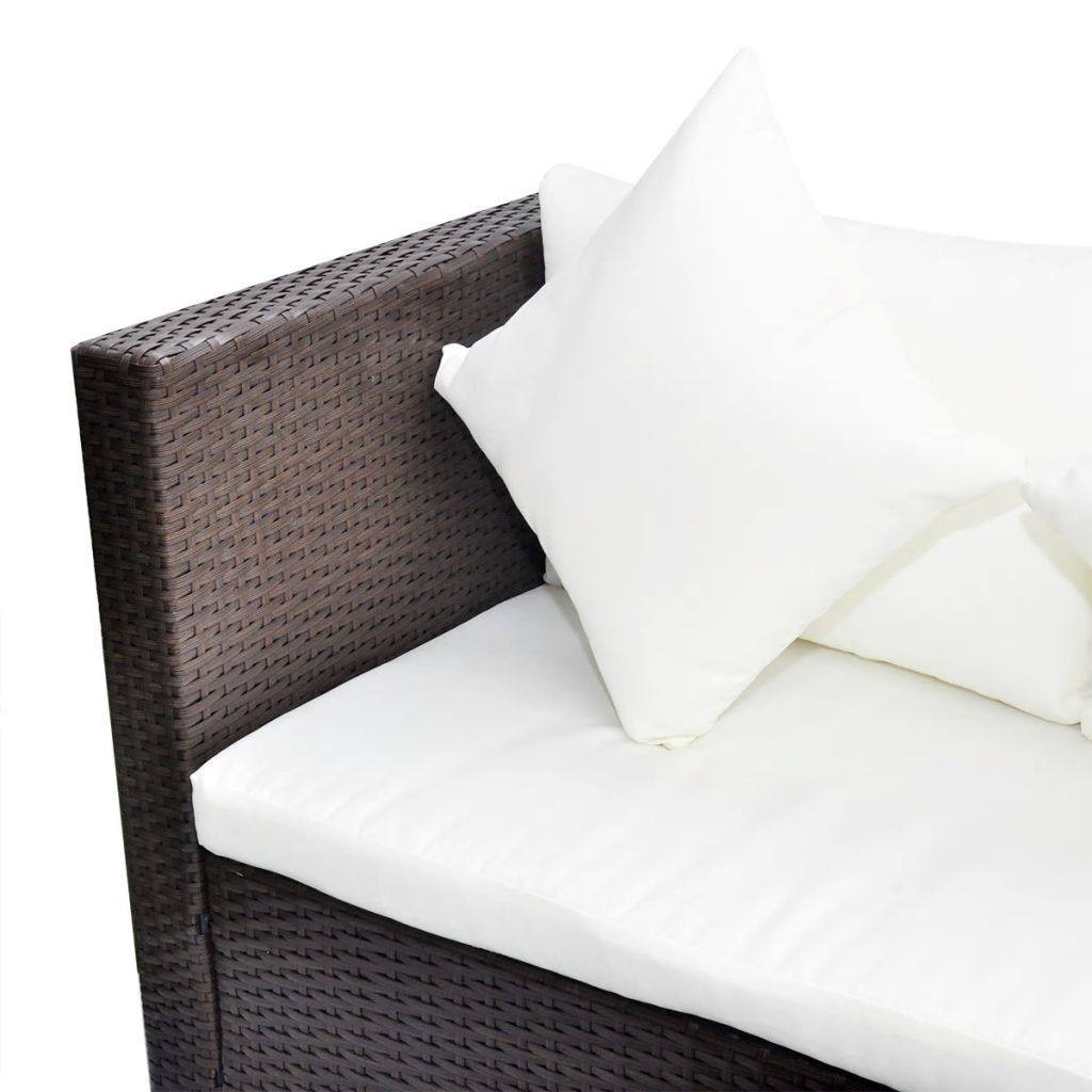 VidaXL 4-delige Loungeset met kussens poly rattan bruin