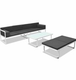 vidaXL 4-delige Loungeset met kussens aluminium zwart