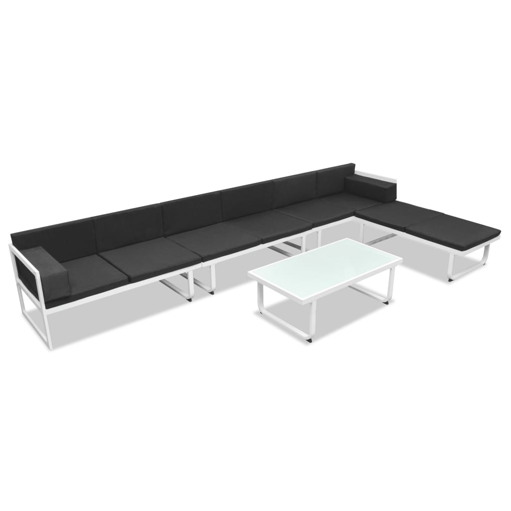 vidaXL 5-delige Loungeset textileen aluminium zwart