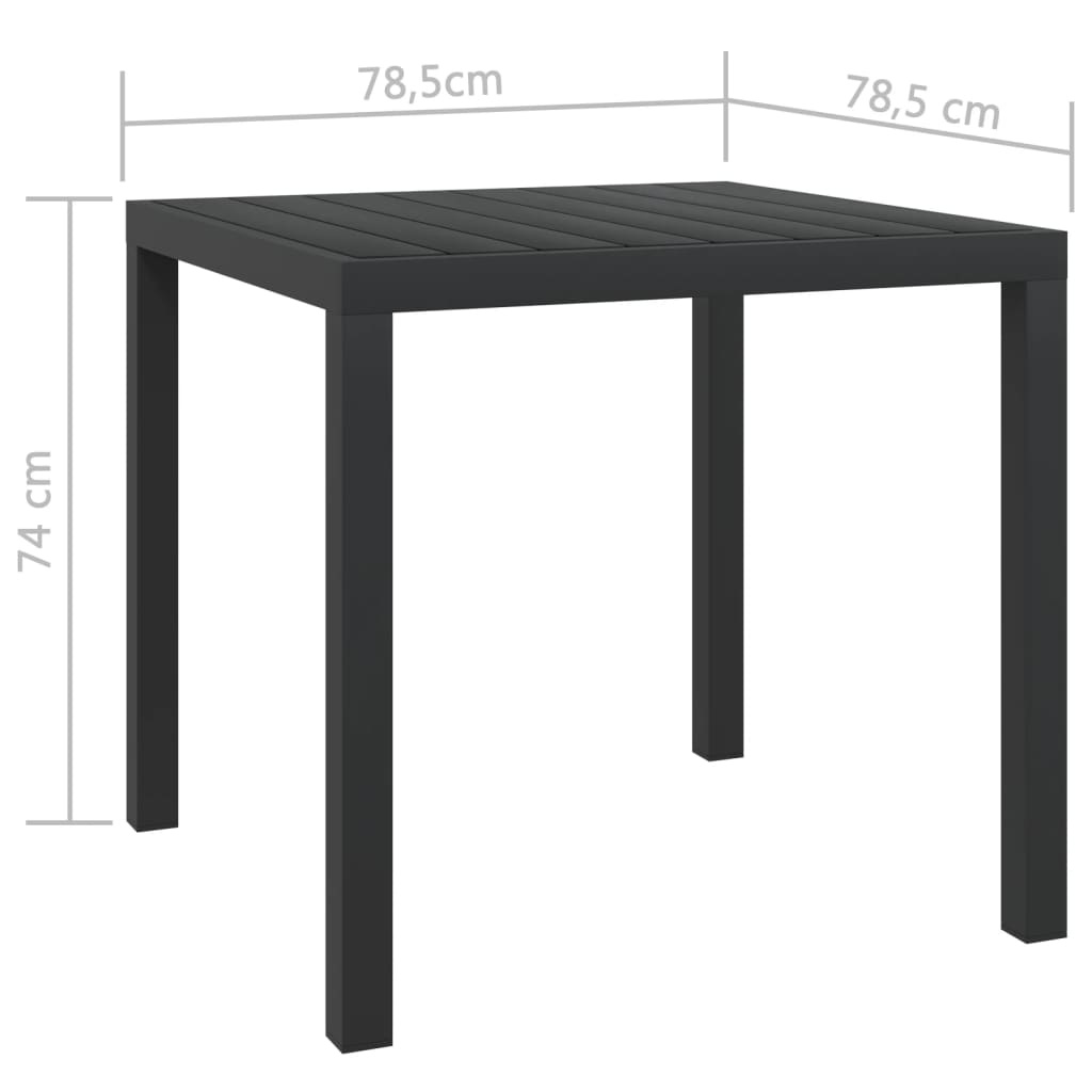 vidaXL Tuintafel 80x80x74 cm HKC aluminium zwart