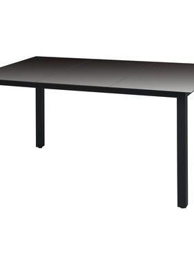 vidaXL Tuintafel 150x90x74 cm glas aluminium zwart