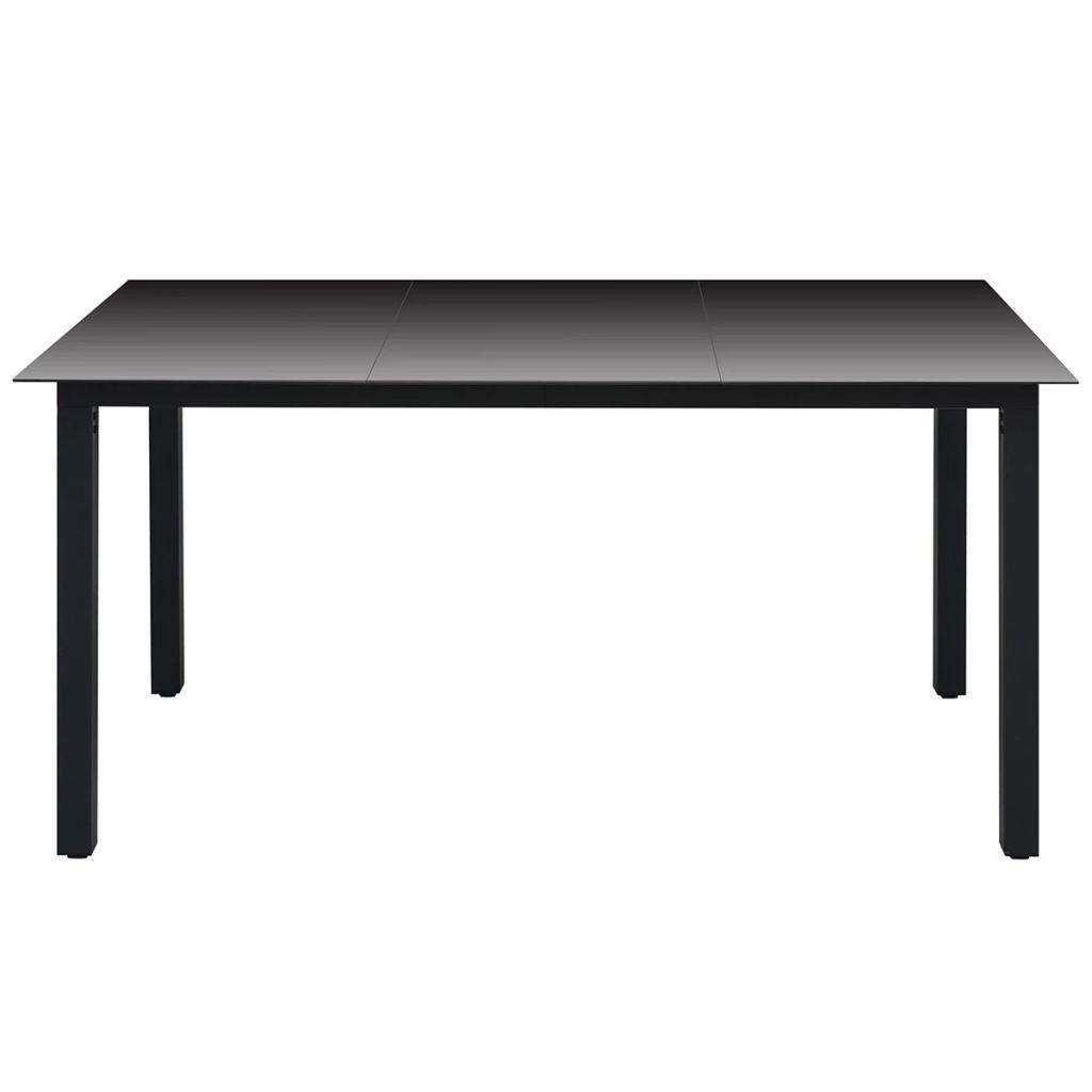 vidaXL Tuintafel 150x90x74 cm glas aluminium zwart