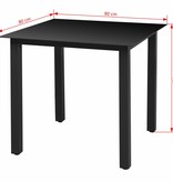 vidaXL Tuintafel 80x80x74 cm glas aluminium zwart