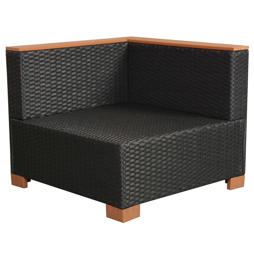 vidaXL 10-delige Loungeset met kussens poly rattan zwart