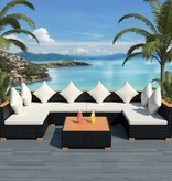 vidaXL 7-delige Loungeset met kussens poly rattan zwart