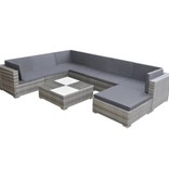 vidaXL 8-delige Loungeset met kussens poly rattan grijs