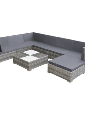 vidaXL 8-delige Loungeset met kussens poly rattan grijs