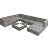 vidaXL 8-delige Loungeset met kussens poly rattan grijs