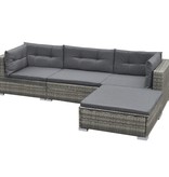 vidaXL 5-delige Loungeset met kussens poly rattan grijs