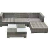 vidaXL 5-delige Loungeset met kussens poly rattan grijs