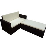 vidaXL 2-delige Loungeset met kussens poly rattan bruin