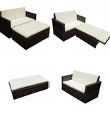 vidaXL 2-delige Loungeset met kussens poly rattan bruin