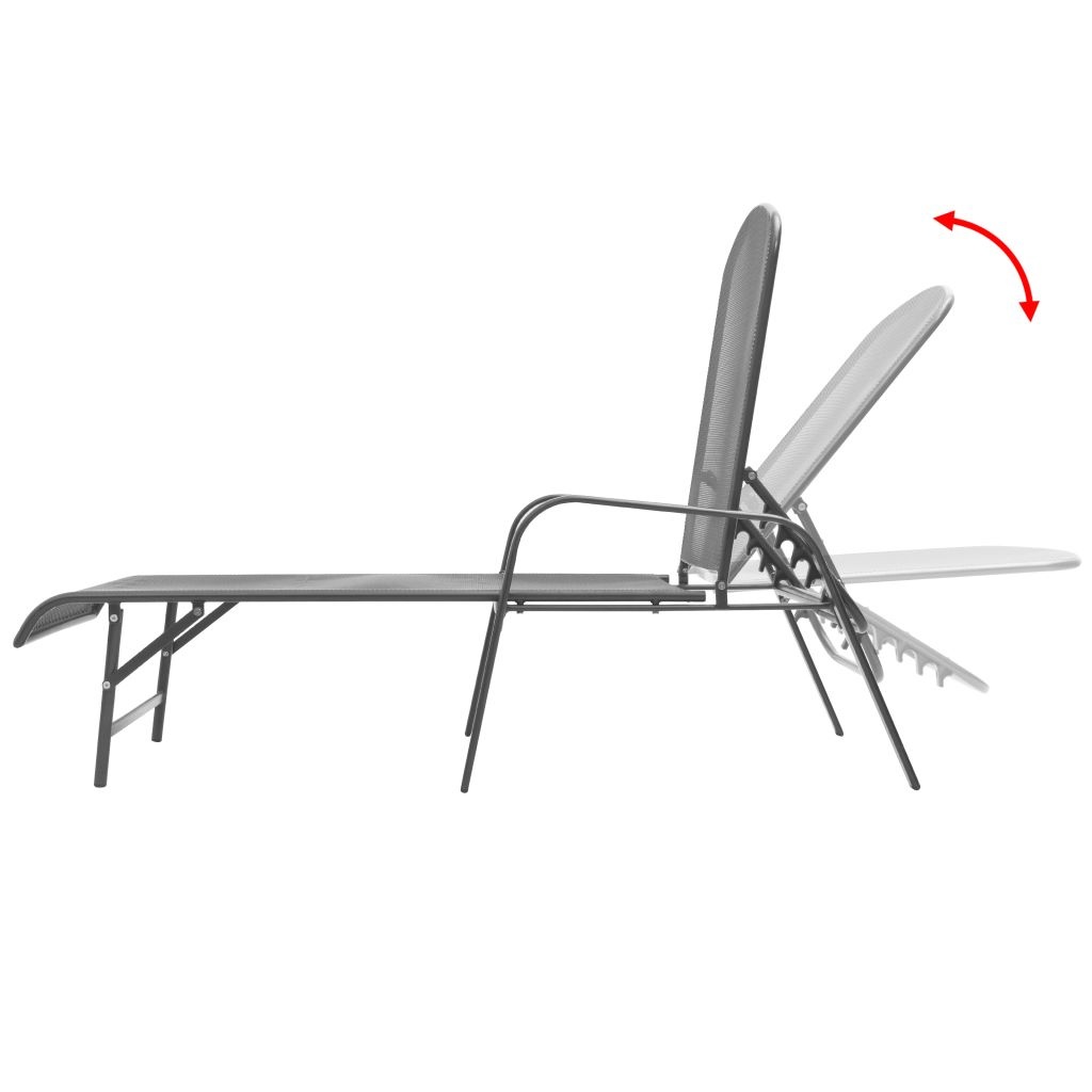 vidaXL Ligbedden 2 st met tafel staal antraciet