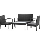 VidaXL 4-delige Loungeset met kussens poly rattan zwart