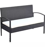 VidaXL 4-delige Loungeset met kussens poly rattan zwart