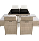 vidaXL 9-delige Tuinset met kussens poly rattan beige