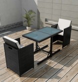 vidaXL 3-delige Bistroset met kussens poly rattan zwart