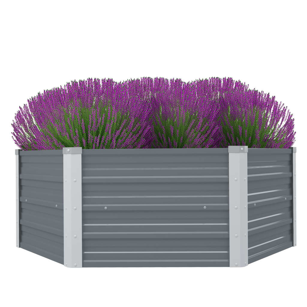 vidaXL Plantenbak verhoogd 129x129x46 cm gegalvaniseerd staal grijs