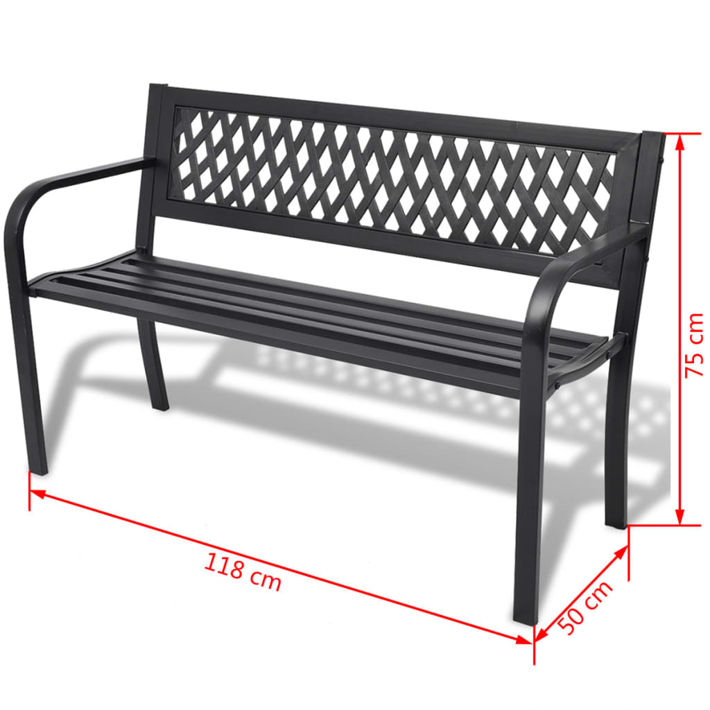 vidaXL Tuinbank 118 cm staal zwart