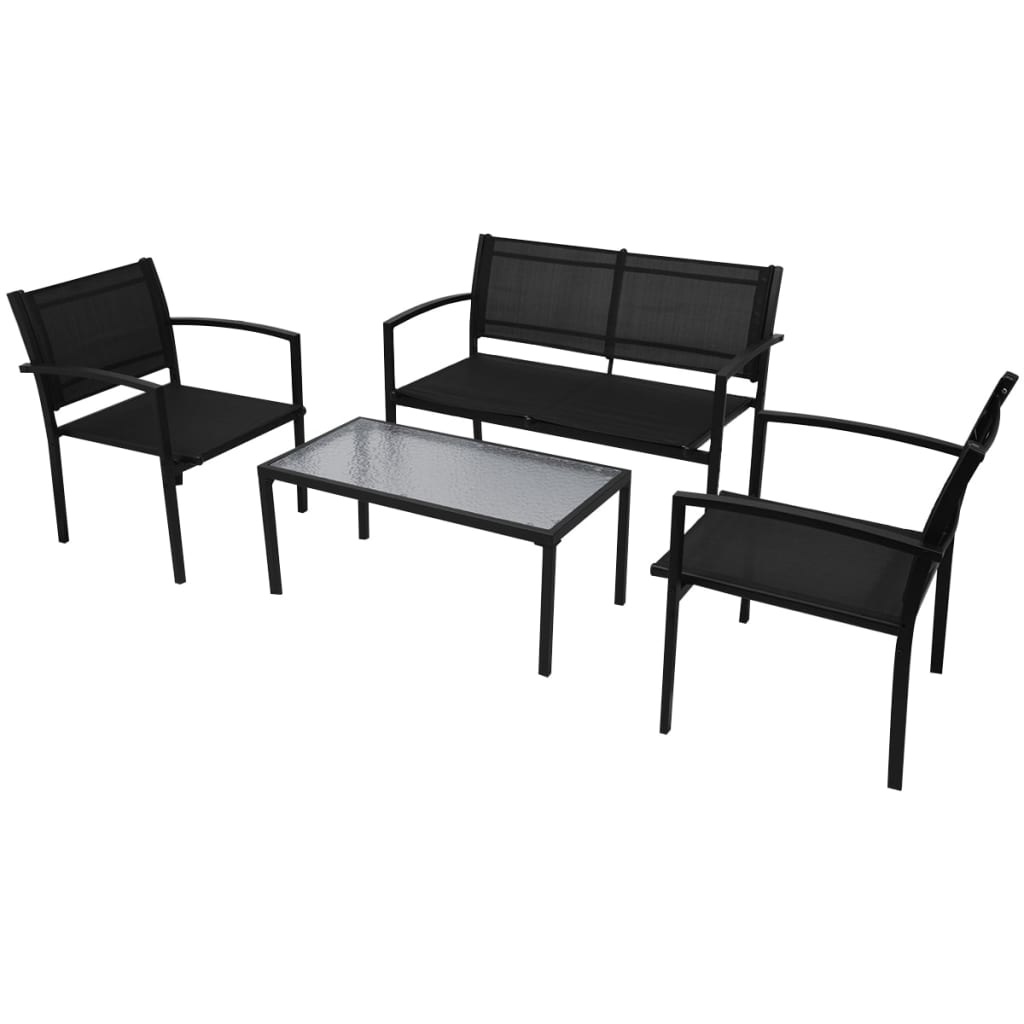 VidaXL 4-delige Loungeset textileen zwart