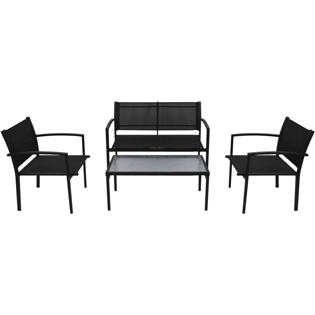 VidaXL 4-delige Loungeset textileen zwart