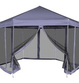 vidaXL Partytent pop-up zeshoekig met 6 zijwanden 3,6x3,1 m donkerblauw