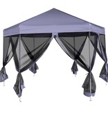 vidaXL Partytent pop-up zeshoekig met 6 zijwanden 3,6x3,1 m donkerblauw