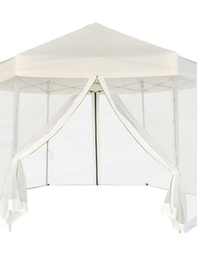 vidaXL Partytent pop-up zeshoekig met 6 zijwanden 3,6x3,1 m crèmewit