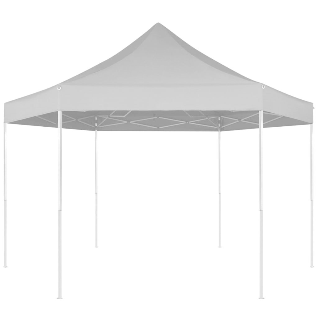 vidaXL Partytent pop-up opvouwbaar zeshoekig grijs 3,6 x 3,1 m